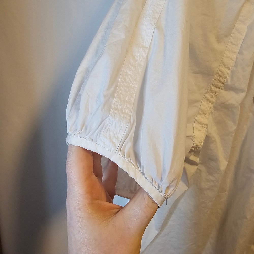 Talbots Puff Sleeve Blouse Large White Boho Cottagecore Cotton Summer Staple - Picture 4 of 9